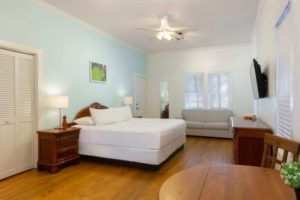 A guest room to relax in after exploring the variety of things to do in Key West for couples looking to stay active. 