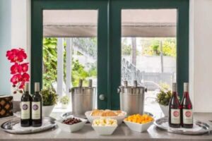 The wine and cheese happy hour offered at a Key West adults only hotel.